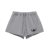 Snow Washed Raw Edge Drawstring Shorts
