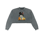 Snow Washed Raw Edge Cropped Sweatshirt