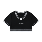 Women's Color Block V-Neck Crop T-Shirt