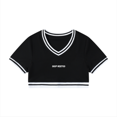 Women's Color Block V-Neck Crop T-Shirt