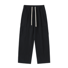 Drawstring Waist Straight-Leg Cargo Pants