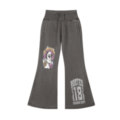 Vintage Washed Flared Fleece Pants