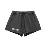 Snow Washed Raw Edge Drawstring Shorts