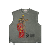 Distressed Grommet Eyelet Tank Top