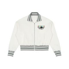 Striped Rib Collar Zip Jacket