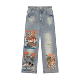 Vintage Wash Distressed Denim Jeans