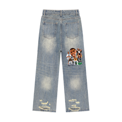 Vintage Wash Distressed Denim Jeans
