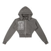 Vintage Washed Cropped Fleece Hoodie