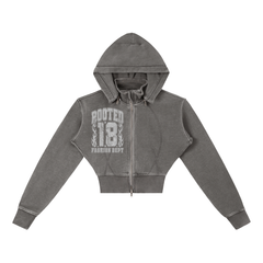 Vintage Washed Cropped Fleece Hoodie