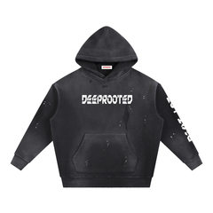 Vintage Washed Frayed Fleece Hoodie