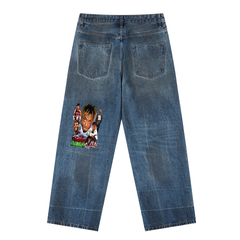 Vintage Wash Baggy Denim Jeans
