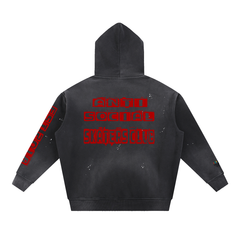 Vintage Washed Frayed Fleece Hoodie