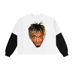 Layered Contrast Sleeve Cotton T-Shirt
