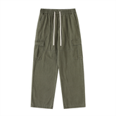 Drawstring Waist Straight-Leg Cargo Pants