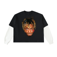 Layered Contrast Sleeve Cotton T-Shirt