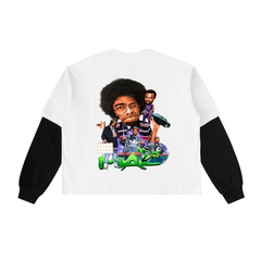 Layered Contrast Sleeve Cotton T-Shirt