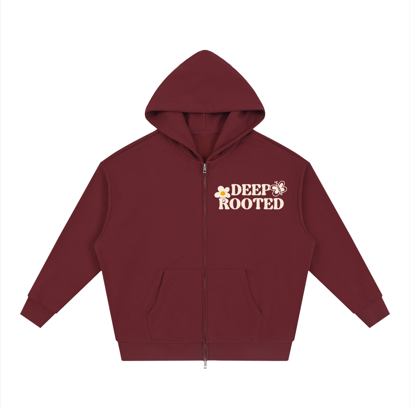 Unisex Loose Solid Full Zip Hoodie