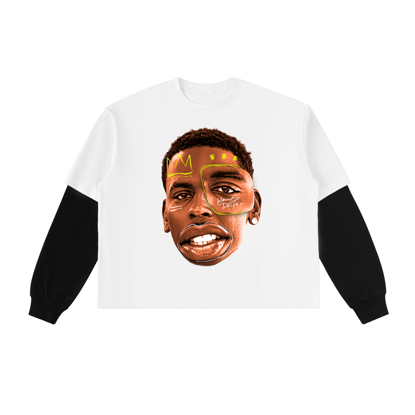 Layered Contrast Sleeve Cotton T-Shirt