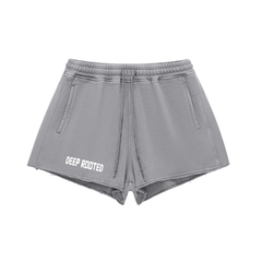 Snow Washed Raw Edge Drawstring Shorts