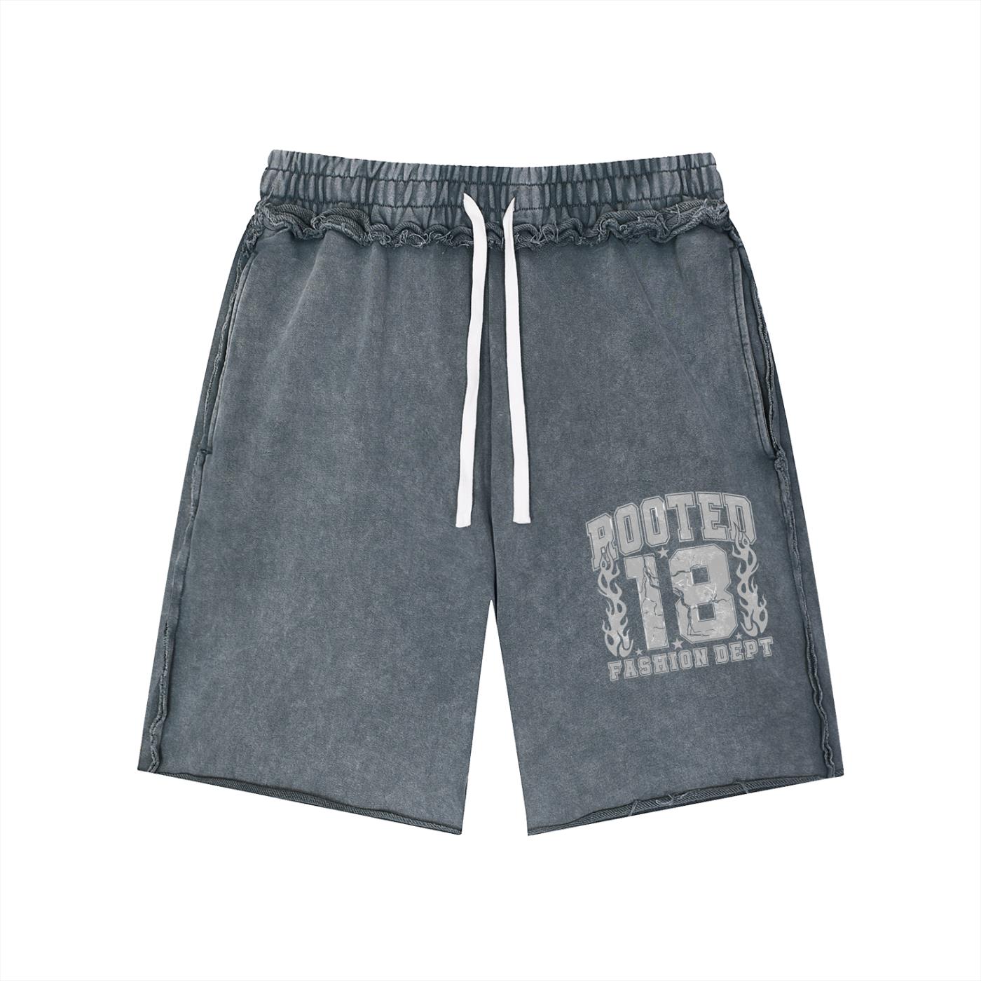 Unisex Mineral Wash Raw Edge Shorts