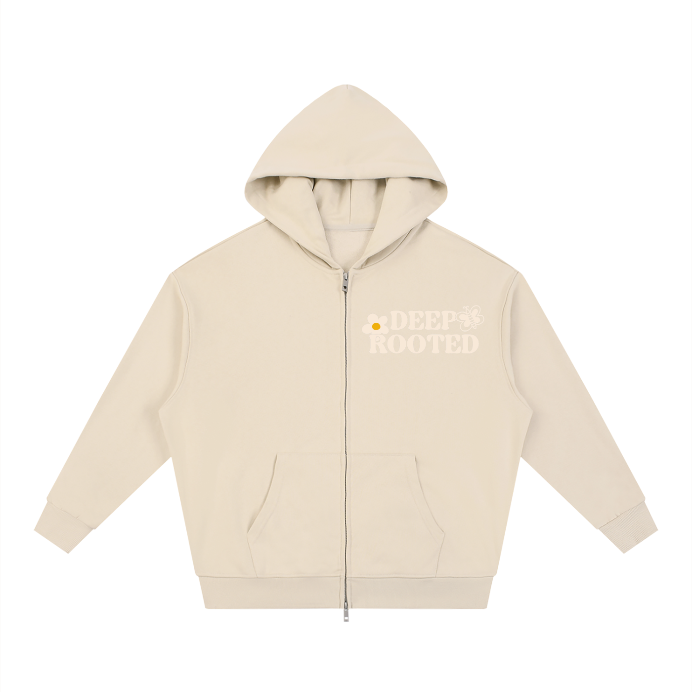 Unisex Loose Solid Full Zip Hoodie