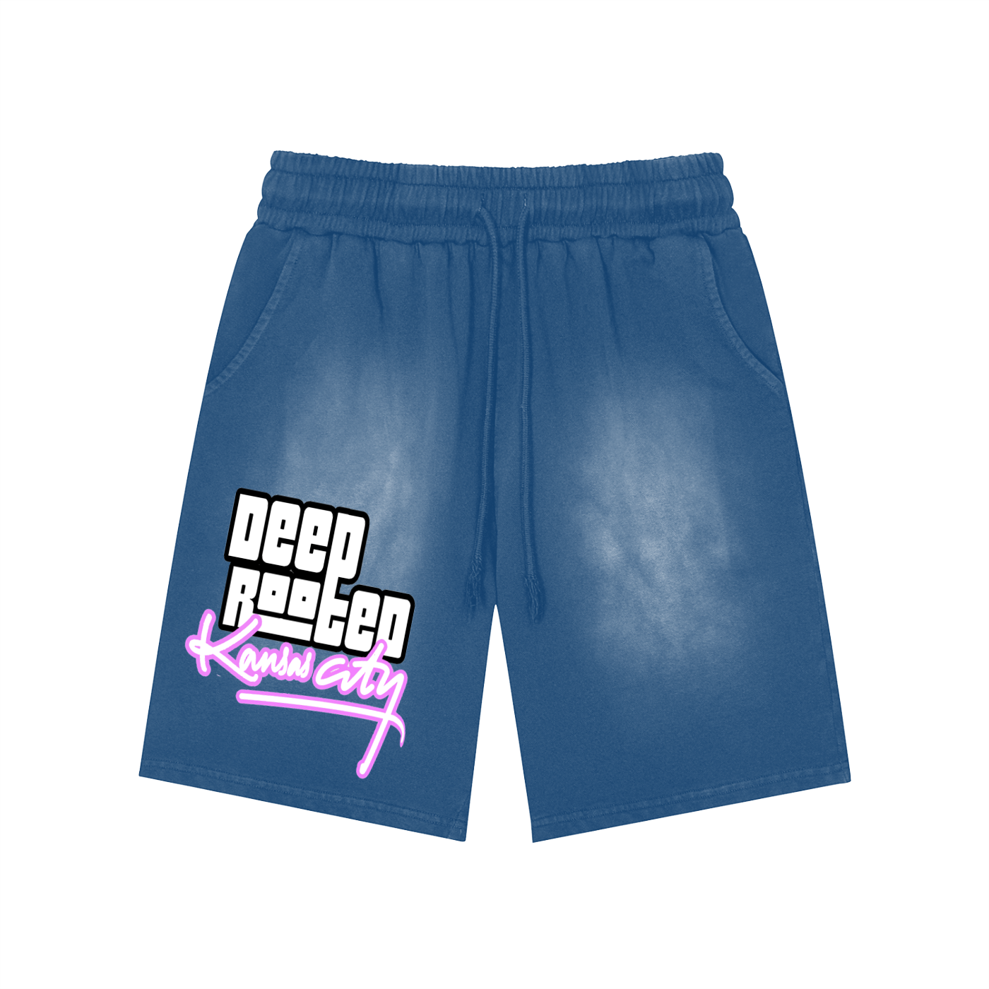Rectangle Patch Monkey Washed Shorts