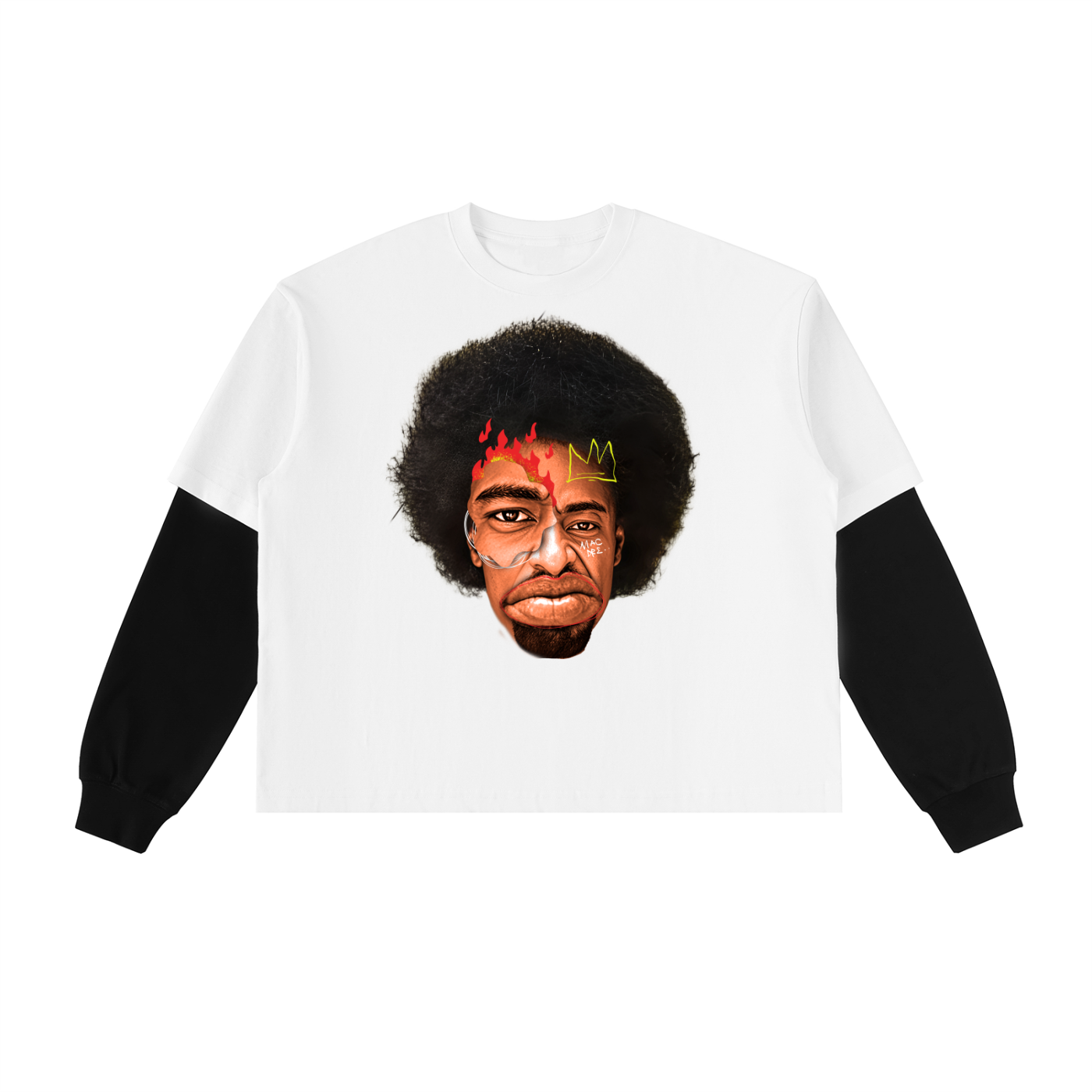 Layered Contrast Sleeve Cotton T-Shirt