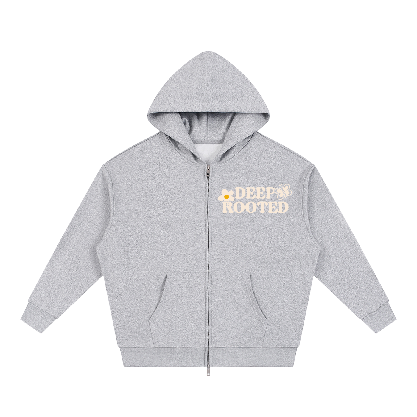 Unisex Loose Solid Full Zip Hoodie