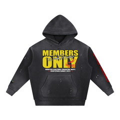 Vintage Washed Frayed Fleece Hoodie
