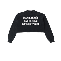 Snow Washed Raw Edge Cropped Sweatshirt