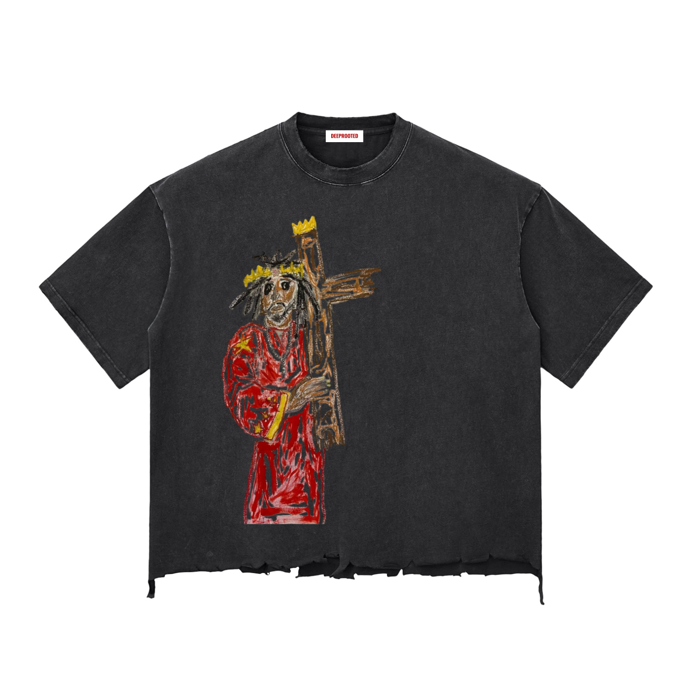 Snow Wash Raw-Hem Boxy T-shirt