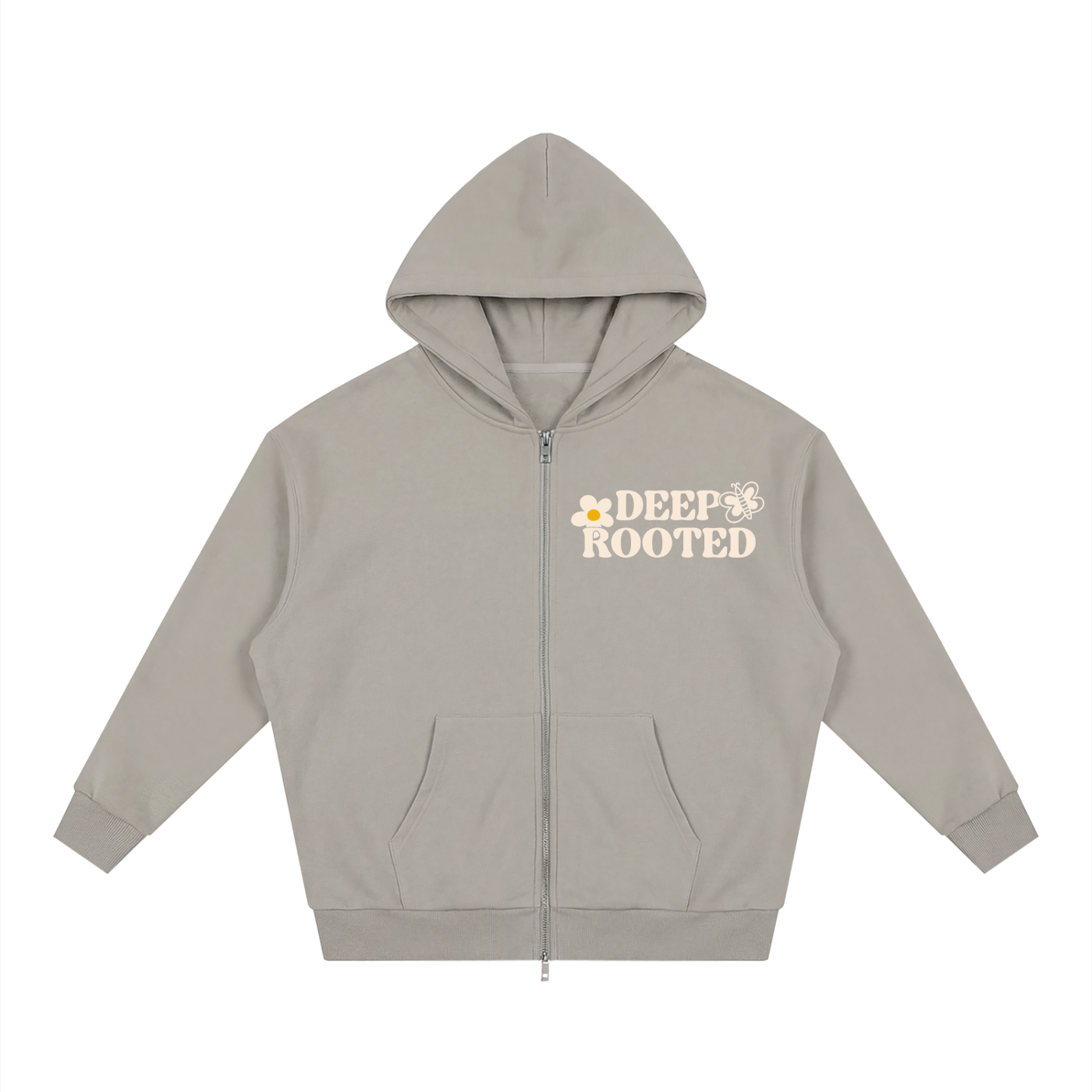 Unisex Loose Solid Full Zip Hoodie