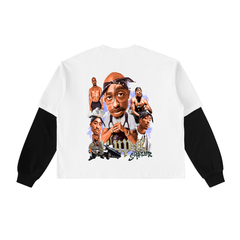 Layered Contrast Sleeve Cotton T-Shirt