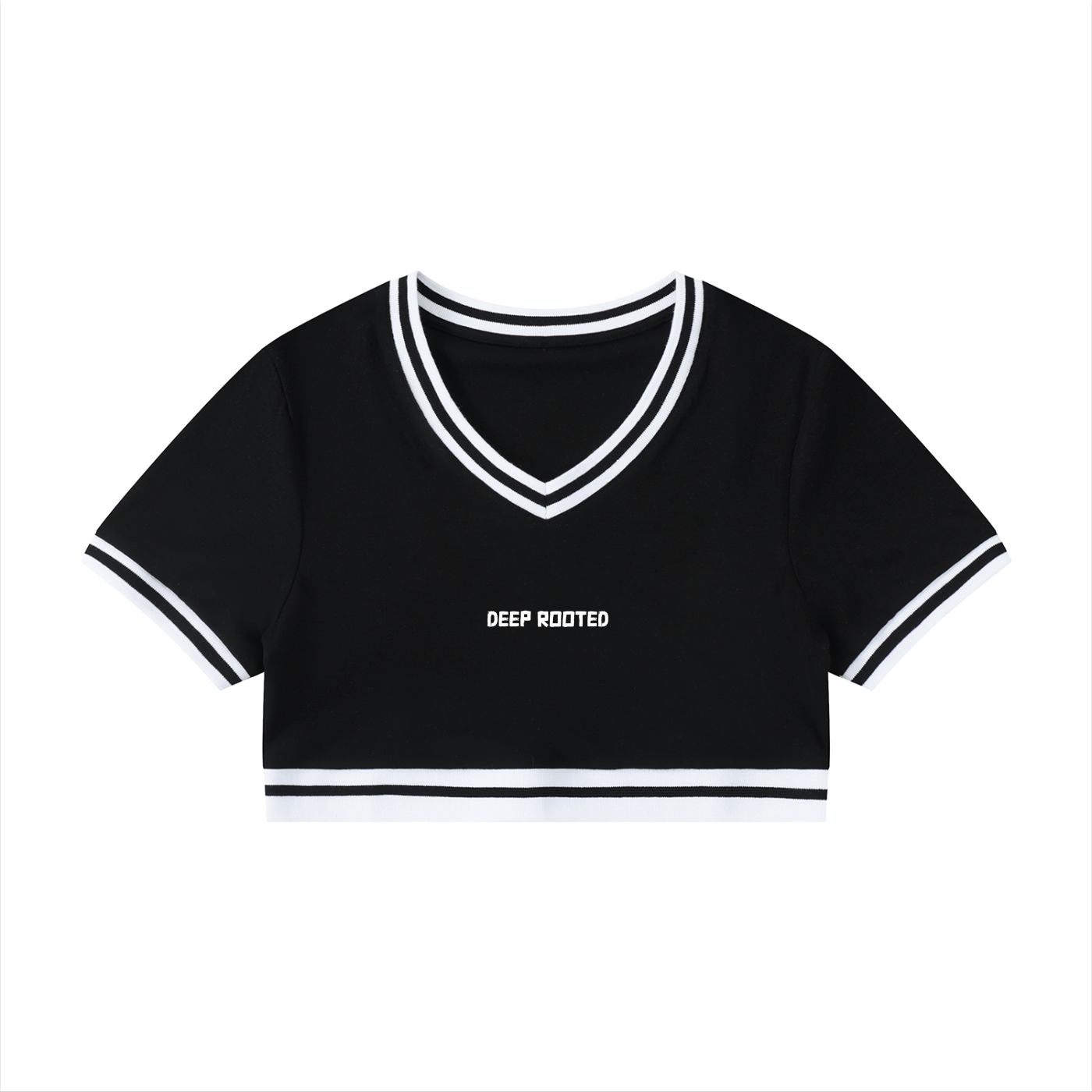 Women's Color Block V-Neck Crop T-Shirt