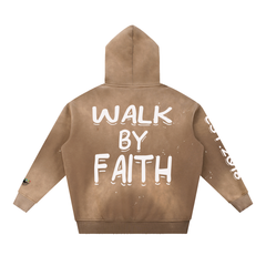 Vintage Washed Frayed Fleece Hoodie