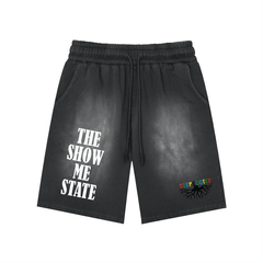 Rectangle Patch Monkey Washed Shorts