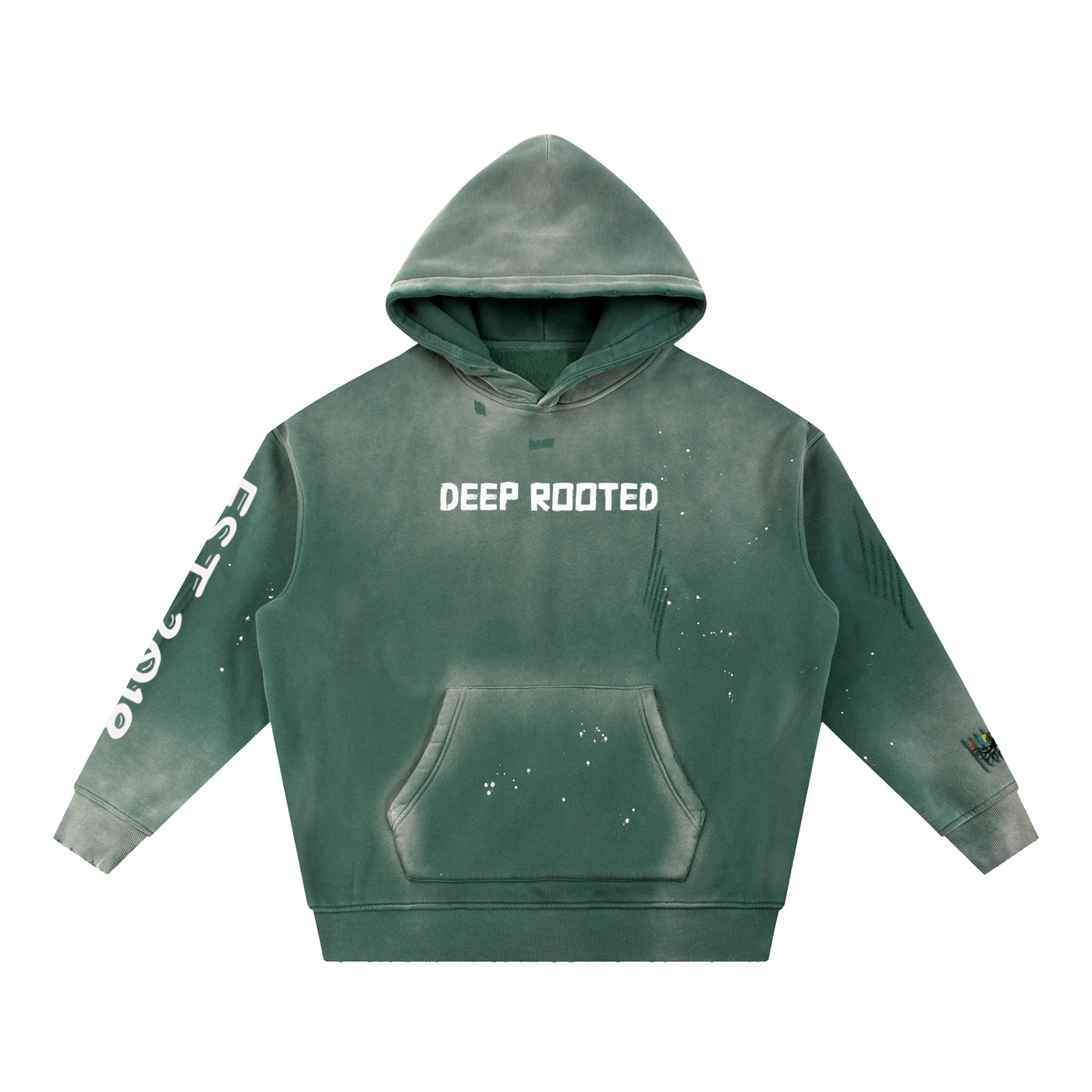 Vintage Washed Frayed Fleece Hoodie