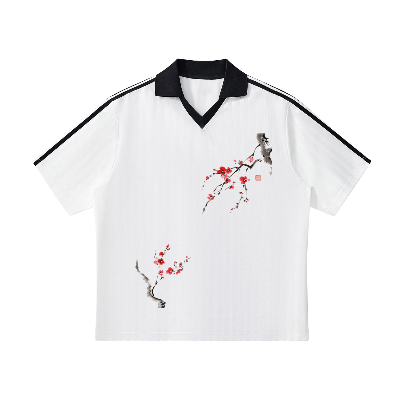 Contrast Collar Striped Soccer Jersey