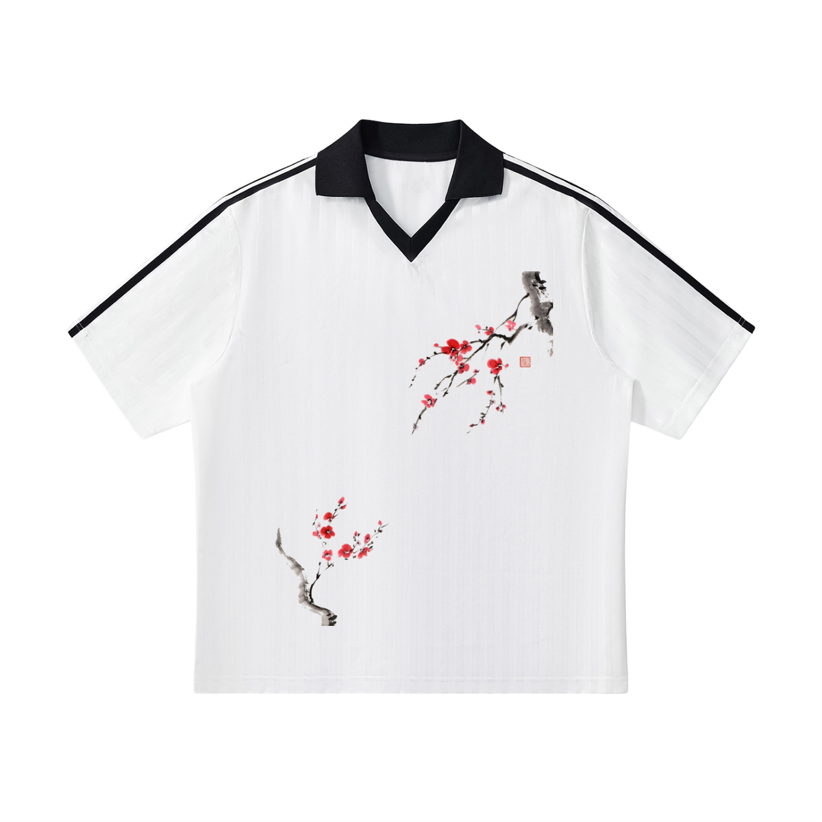 Contrast Collar Striped Soccer Jersey