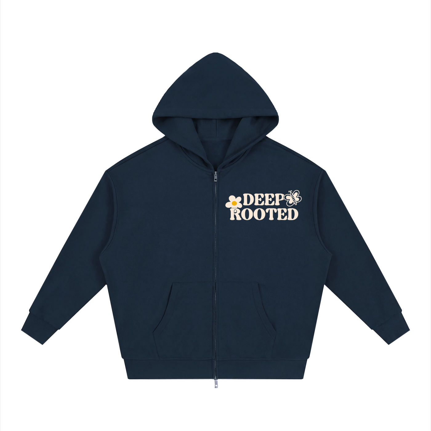 Unisex Loose Solid Full Zip Hoodie