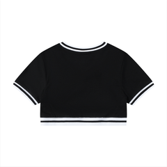 Women's Color Block V-Neck Crop T-Shirt