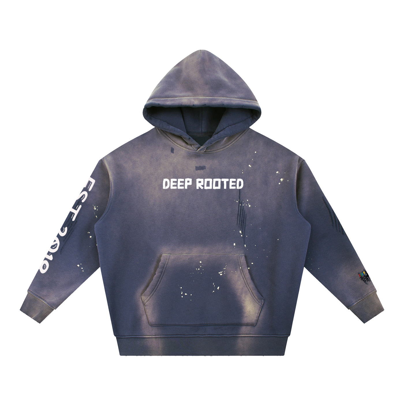 Vintage Washed Frayed Fleece Hoodie