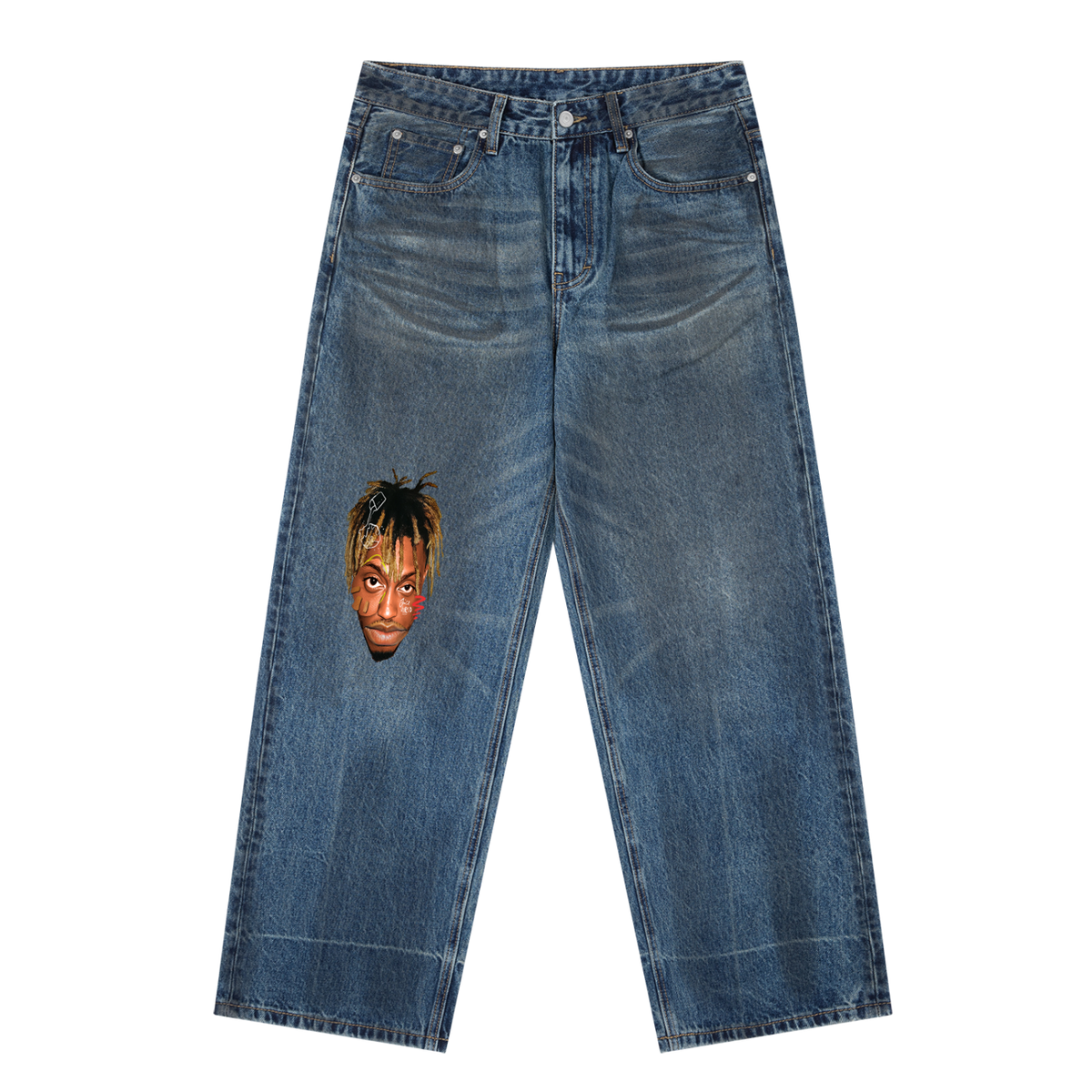 Vintage Wash Baggy Denim Jeans