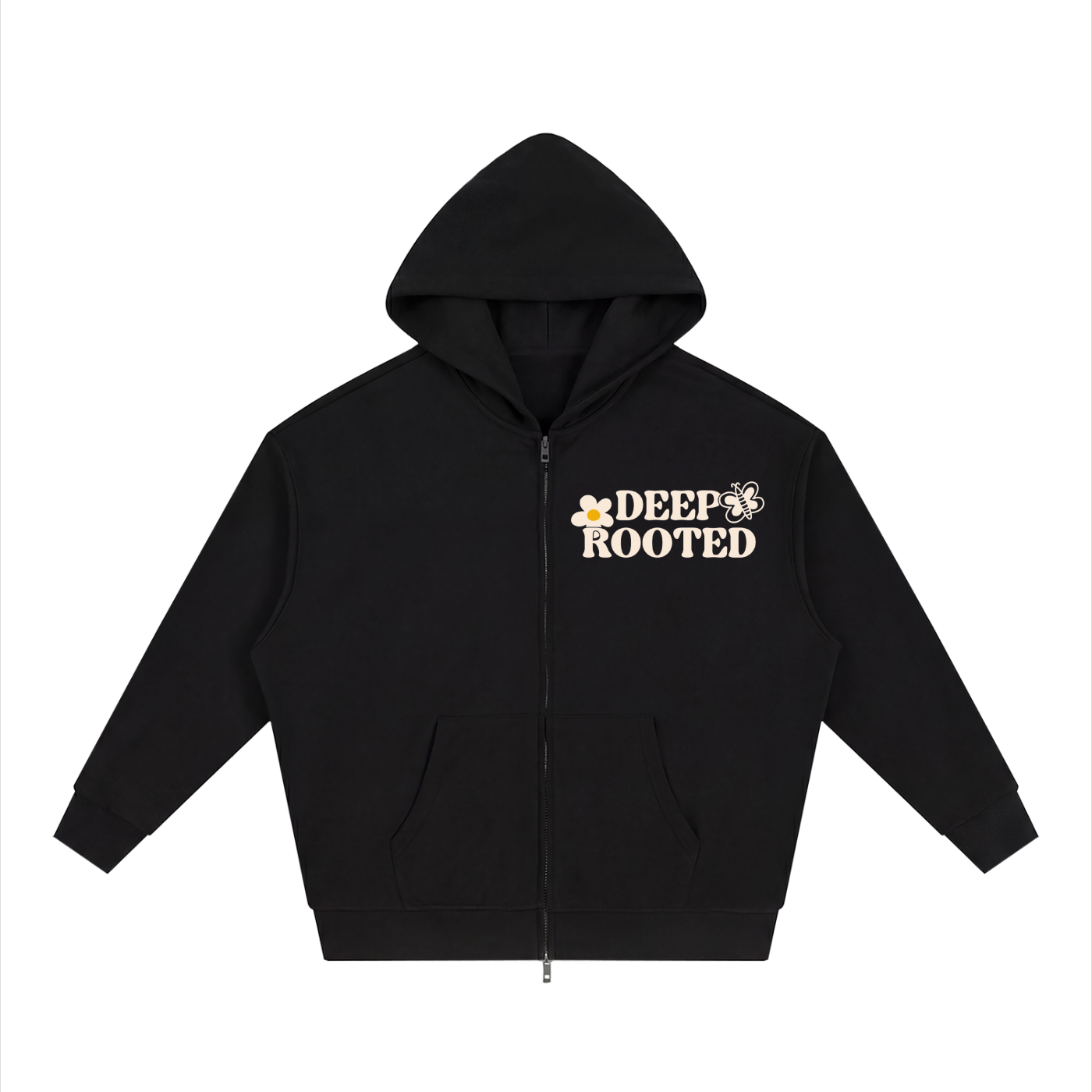 Unisex Loose Solid Full Zip Hoodie