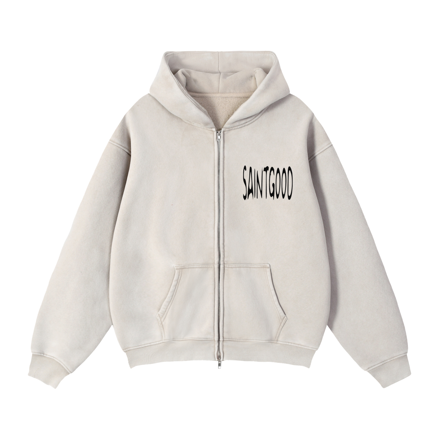 Zip-Through Boxy Fleece Hoodie