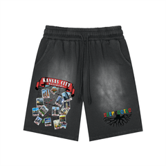 Rectangle Patch Monkey Washed Shorts