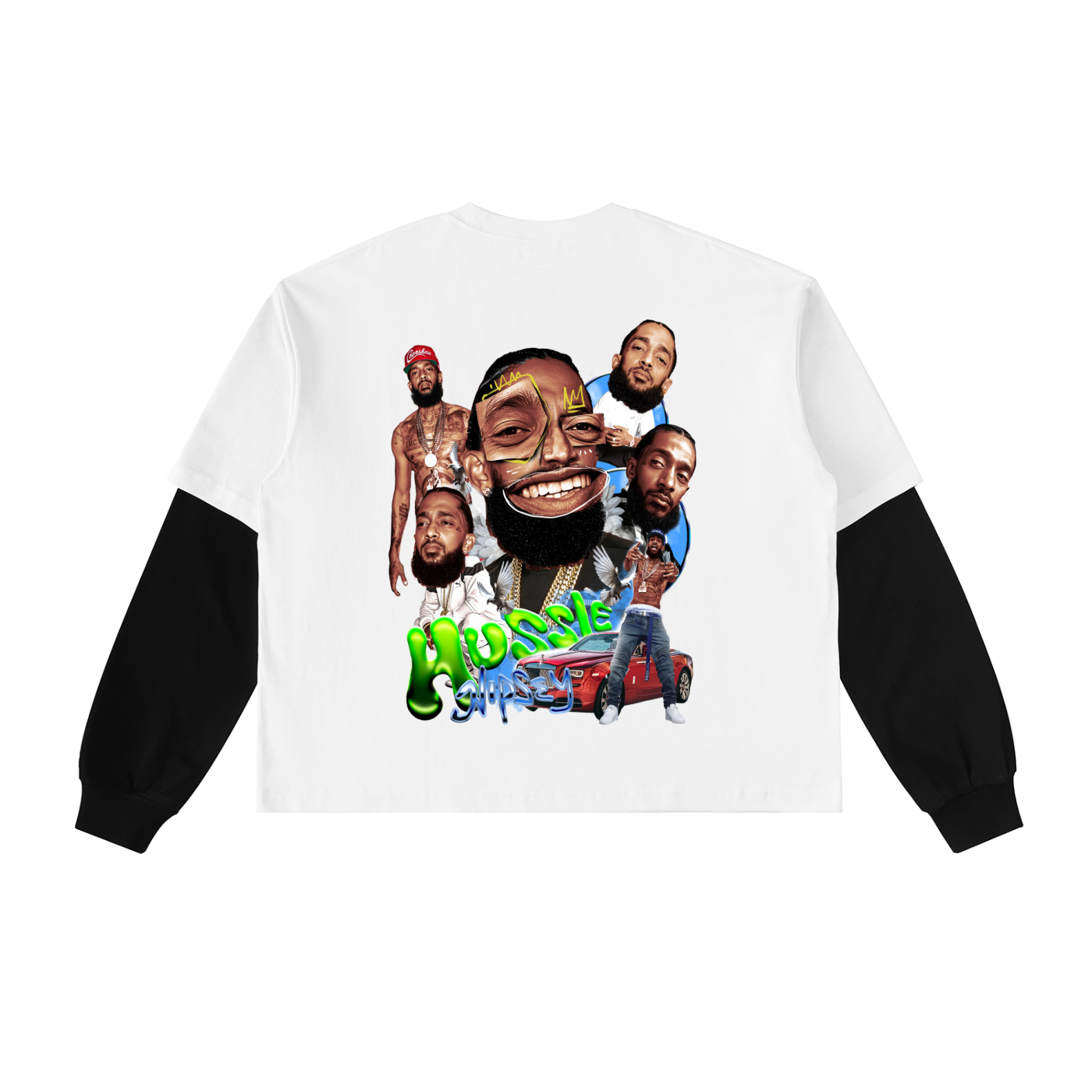 Layered Contrast Sleeve Cotton T-Shirt