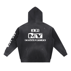 Vintage Washed Frayed Fleece Hoodie