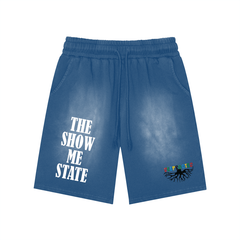 Rectangle Patch Monkey Washed Shorts