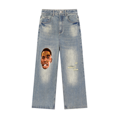 Vintage Wash Distressed Denim Jeans